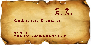 Raskovics Klaudia névjegykártya
